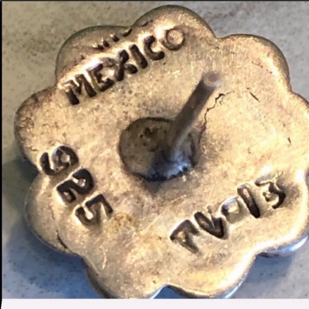BOHO-VTG 925 Silver Floral Mexico/Mexican Post Earrings - Picture 3 of 5
